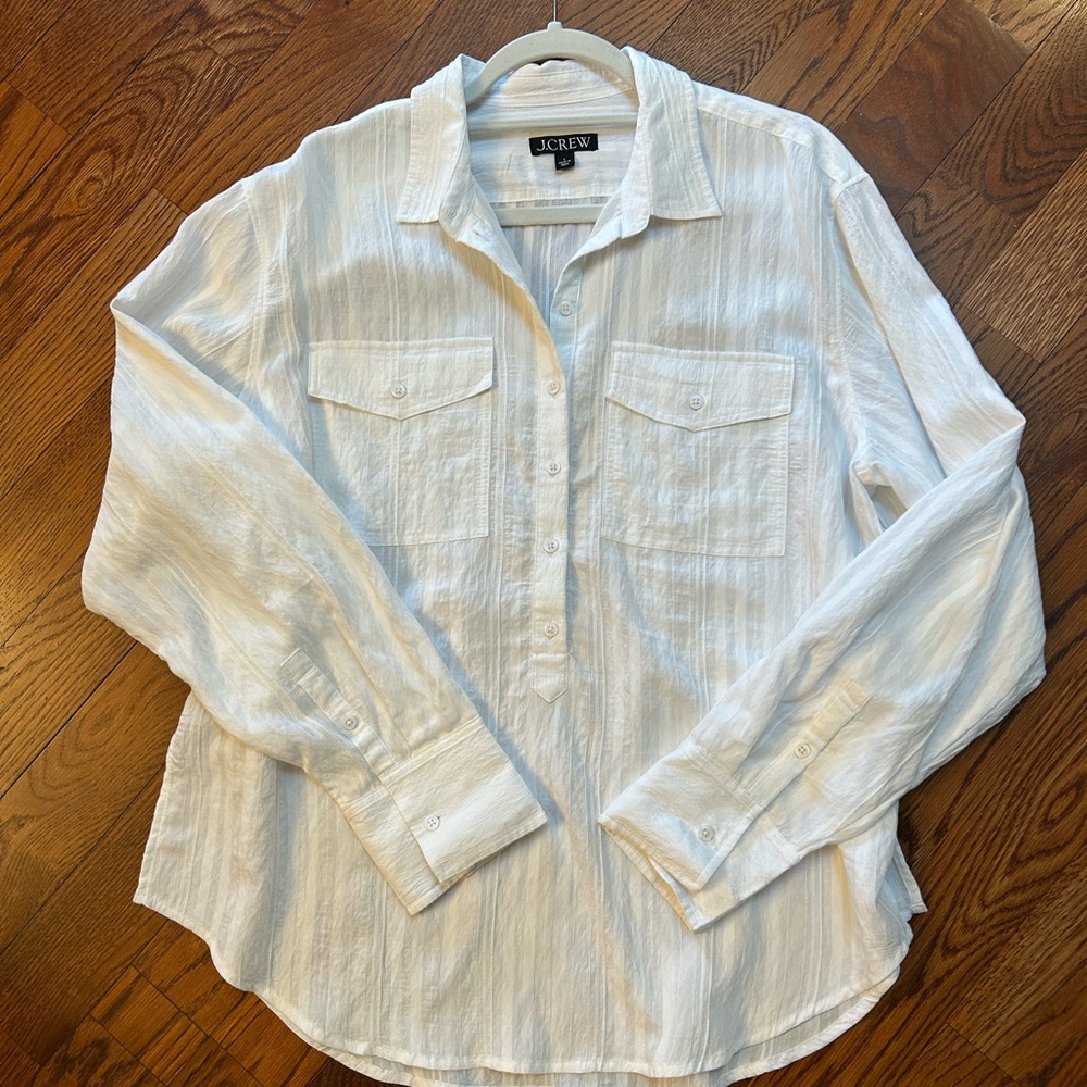 J.Crew White Popover Top